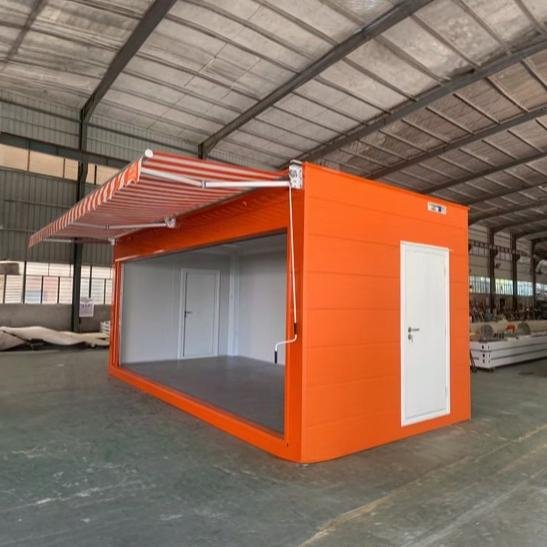 Cửa hàng lắp ghép container 20 feet màu cam